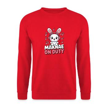 K-Pop Fan Funny Korea Maknae - Unisex Sweatshirt - red - Front - Alina (178cm) & Michal (187cm)