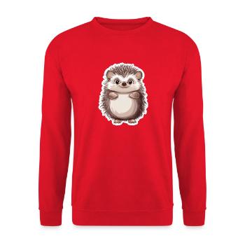 Hedgehog - Unisex Sweatshirt - red - Front - Alina (178cm) & Michal (187cm)