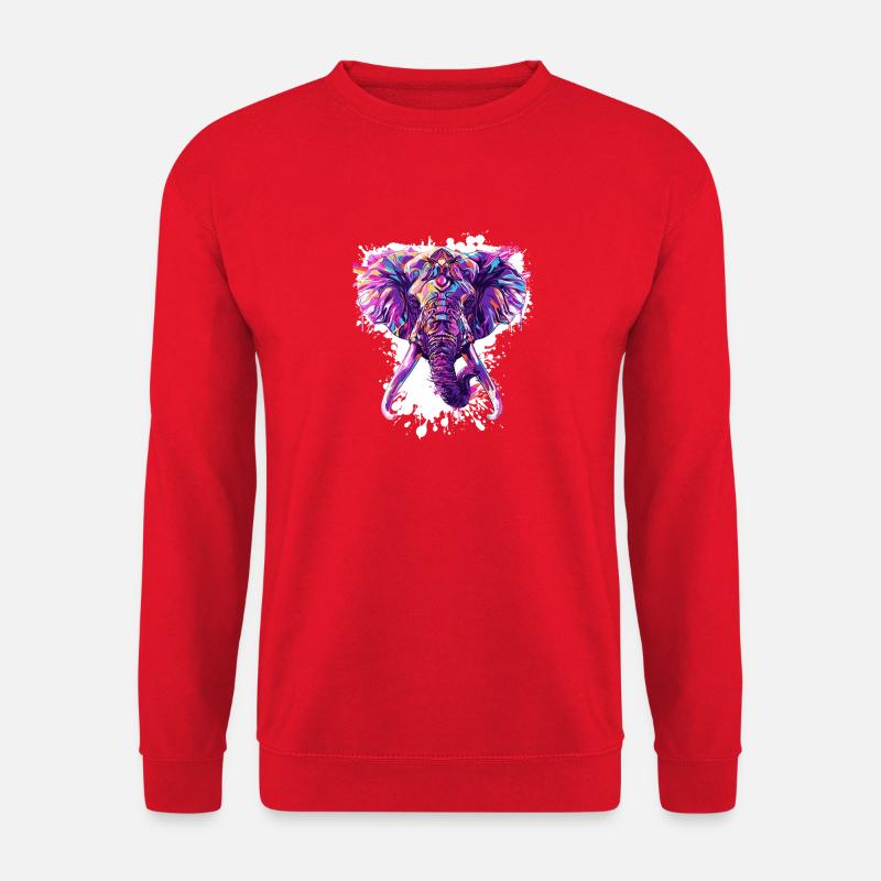 Bunter Elefantenkopf Neon-Splash - Unisex Pullover - Rot