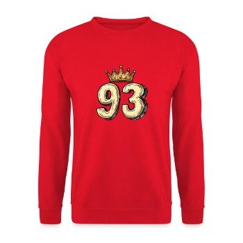 93 Number Krone - Unisex Sweatshirt - red - Front - Alina (178cm) & Michal (187cm)