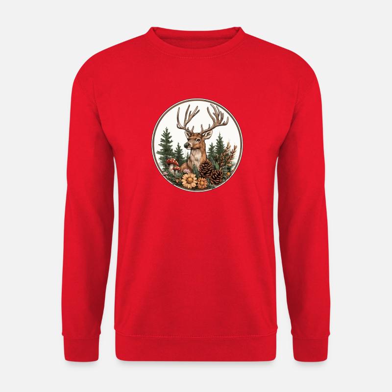 Hirsch im Waldkranz - Unisex Pullover - Rot
