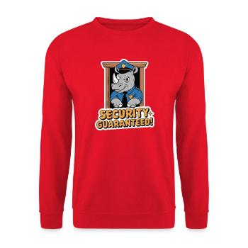 Rhino Sicherheitsbeauftragter Cartoon Logo - Unisex Pullover - Rot - Vorne - Alina (178cm) & Michal (187cm)