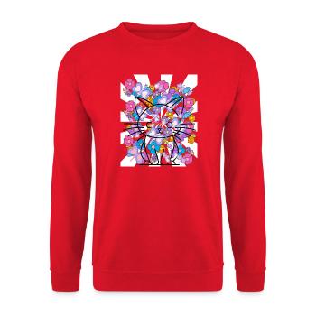 Retro Katze Kinder 60er - Unisex Pullover - Rot - Vorne - Alina (178cm) & Michal (187cm)