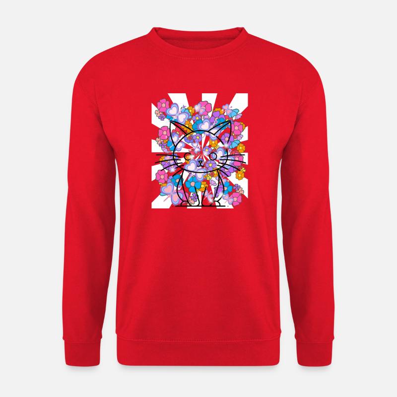 Retro Katze Kinder 60er - Unisex Pullover - Rot