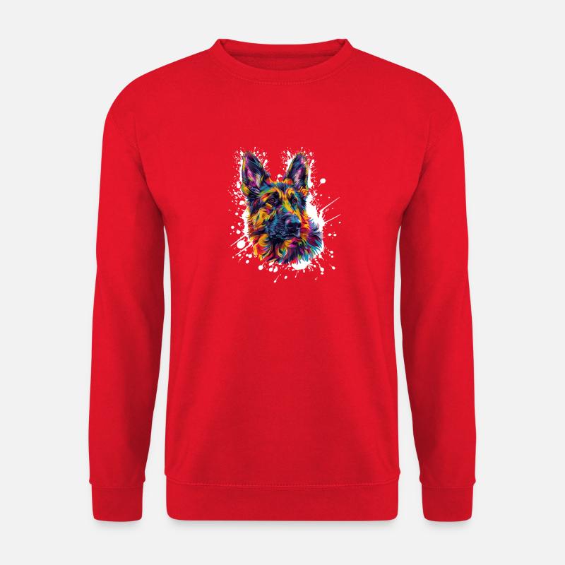 Hund Schäferhund Farbklecks - Unisex Pullover - Rot