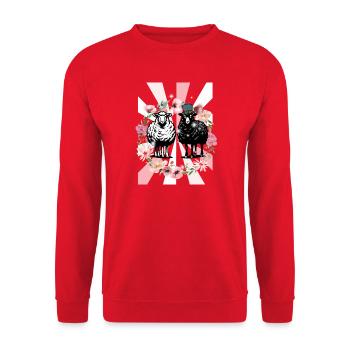 Retro Frühling Schafe Ostern Kinder - Unisex Pullover - Rot - Vorne - Alina (178cm) & Michal (187cm)
