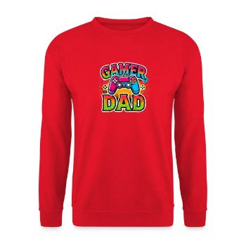 Gamer Papa Rainbow Controller, Vater Gaming - Unisex Pullover - Rot - Vorne - Alina (178cm) & Michal (187cm)