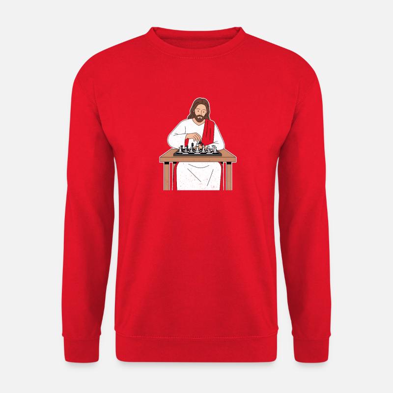 Saint Train aux échecs / Jesus Chess - Sweat-shirt Unisexe - rouge