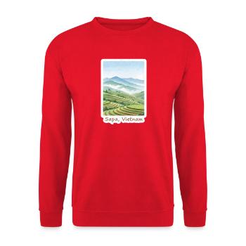 Sapa Terrassenlandschaft - Unisex Pullover - Rot - Vorne - Alina (178cm) & Michal (187cm)