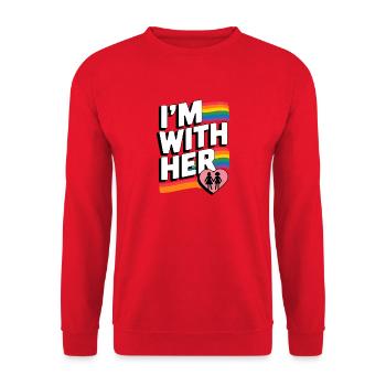 I'M WITH HER Pride Rainbow - Unisex Sweatshirt - red - Front - Alina (178cm) & Michal (187cm)