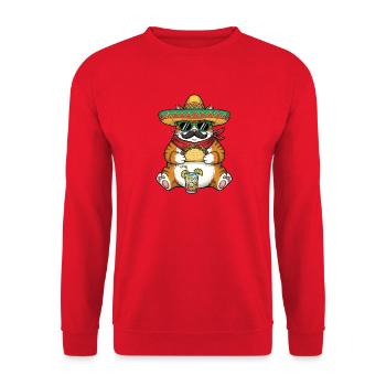 Cat Eating Tacos Cute Funny Fiesta - Unisex Sweatshirt - red - Front - Alina (178cm) & Michal (187cm)