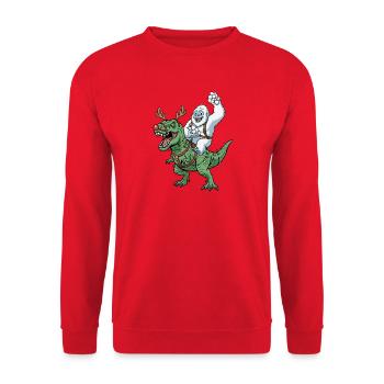 Yeti chevauche T-Rex dinosaure de Noël drôle - Sweat-shirt Unisexe - rouge - Devant - Alina (178cm) & Michal (187cm)