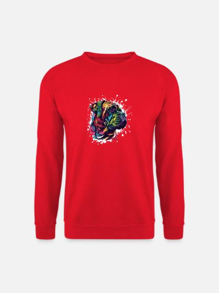 Farbiger Hund Portrait Splatter - Unisex Pullover - Rot