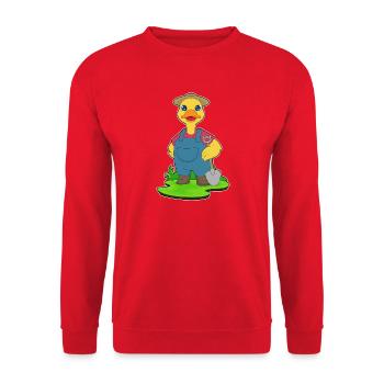 Ente Landwirt Schaufel Bauernhof - Unisex Pullover - Rot - Vorne - Alina (178cm) & Michal (187cm)