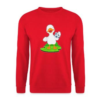 Ente Handballspieler Handball - Unisex Pullover - Rot - Vorne - Alina (178cm) & Michal (187cm)