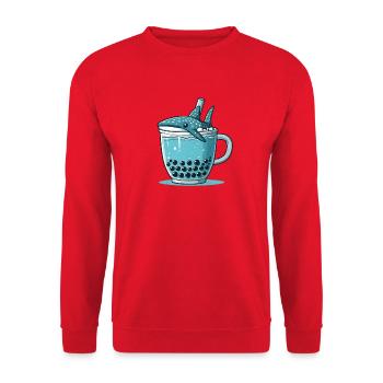 Walhai Bubble Tea - Unisex Pullover - Rot - Vorne - Alina (178cm) & Michal (187cm)