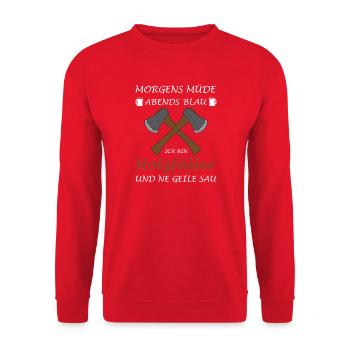 Forestry worker lumberjack forester felling trees - Unisex Sweatshirt - red - Front - Alina (178cm) & Michal (187cm)