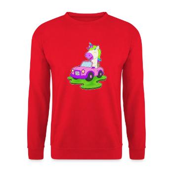 Unicorn Car - Unisex Sweatshirt - red - Front - Alina (178cm) & Michal (187cm)