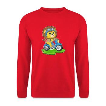 Lion Motorcycle - Unisex Sweatshirt - red - Front - Alina (178cm) & Michal (187cm)