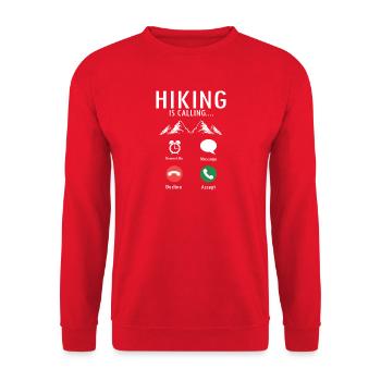 Hiking Is Calling Funny Trail Humor Outdoor Life - Unisex Pullover - Rot - Vorne - Alina (178cm) & Michal (187cm)