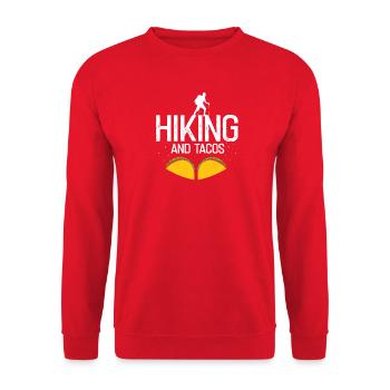 Hiking and Tacos Outdoor Humor Trail Food Fan - Unisex Sweatshirt - red - Front - Alina (178cm) & Michal (187cm)