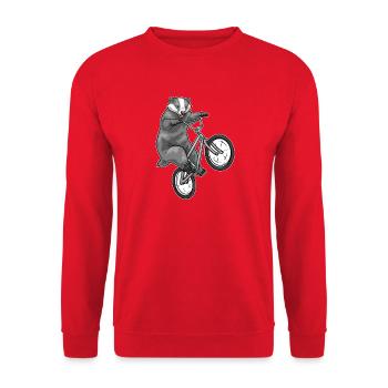 Dachs Fahrrad - Unisex Pullover - Rot - Vorne - Alina (178cm) & Michal (187cm)