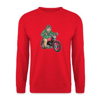 Sloth Motorcycle - Unisex Sweatshirt - red - Front - Alina (178cm) & Michal (187cm)