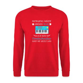 Tontechniker Lustig Audiotechniker Tonmeister - Unisex Pullover - Rot - Vorne - Alina (178cm) & Michal (187cm)