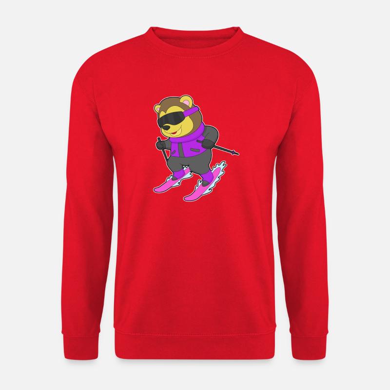 Löwe Skifahrer Ski Wintersport - Unisex Pullover - Rot