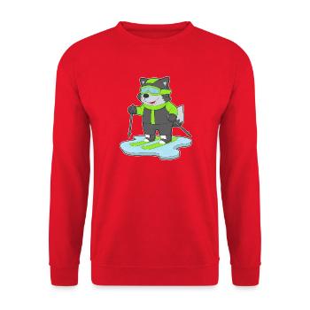 Wolf Skier Ski Winter Sports - Unisex Sweatshirt - red - Front - Alina (178cm) & Michal (187cm)