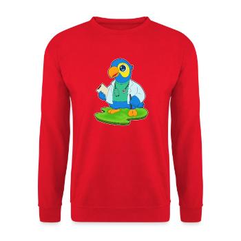 Papagei Arzt Stethoskop - Unisex Pullover - Rot - Vorne - Alina (178cm) & Michal (187cm)