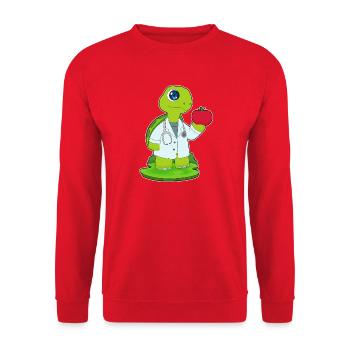 Schildkröte Arzt Stethoskop - Unisex Pullover - Rot - Vorne - Alina (178cm) & Michal (187cm)