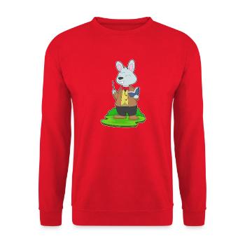 Bunny Teacher Book School - Unisex Sweatshirt - red - Front - Alina (178cm) & Michal (187cm)