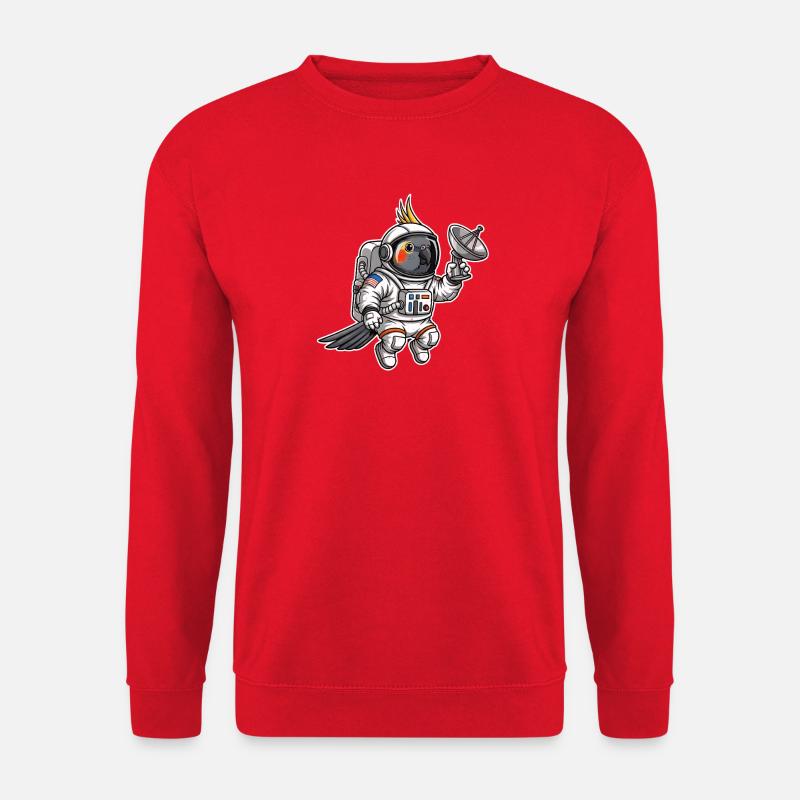 Space Bird Astronaut Cockatiel - Unisex Sweatshirt - red