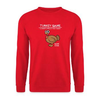 Truthahn-Spiel Schau nicht auf den Truthahn Lustig - Unisex Pullover - Rot - Vorne - Alina (178cm) & Michal (187cm)