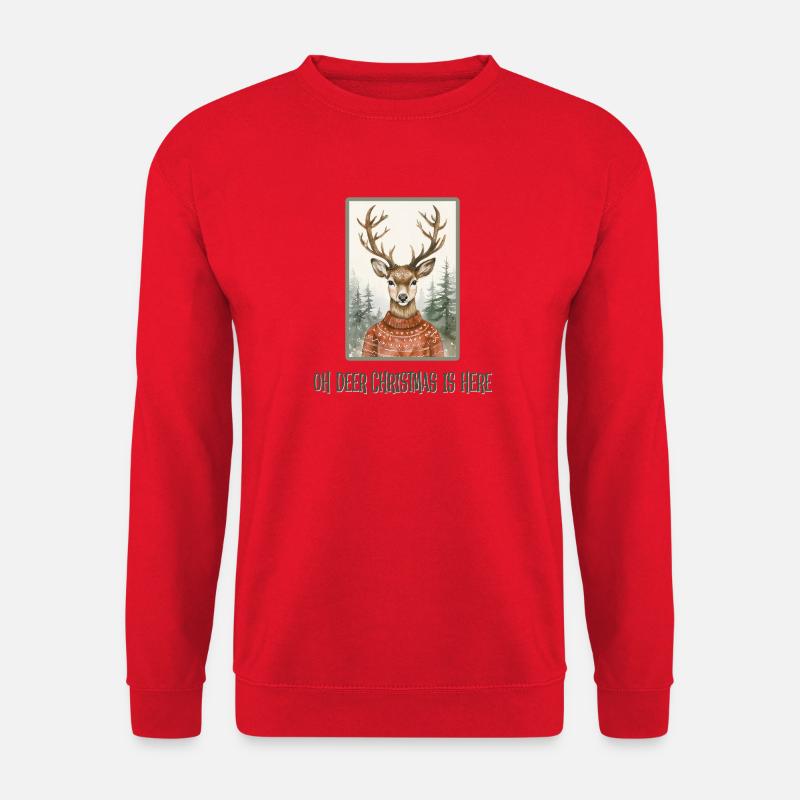 Oh Deer Christmas is here - Unisex Pullover - Rot