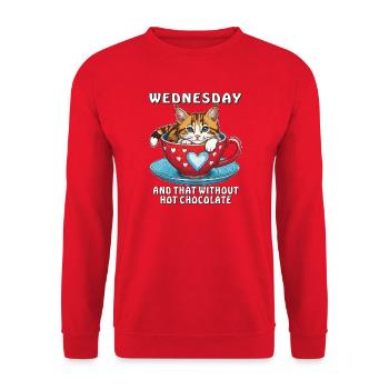 KATZE WEDNESDAY AND THAT WITHOUT HOT CHOCOLATE - Unisex Pullover - Rot - Vorne - Alina (178cm) & Michal (187cm)