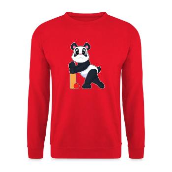Panda Cricket Cricketschläger - Unisex Pullover - Rot - Vorne - Alina (178cm) & Michal (187cm)