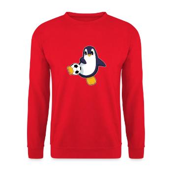 Pinguin Fußballspieler Fußball - Unisex Pullover - Rot - Vorne - Alina (178cm) & Michal (187cm)