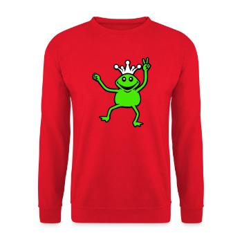 Frosch Krone König Märchen Prinz Prinzessin Peace - Unisex Pullover - Rot - Vorne - Alina (178cm) & Michal (187cm)