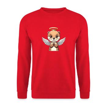Süßer Otter mit Engel Flügel Heiligenschein - Unisex Pullover - Rot - Vorne - Alina (178cm) & Michal (187cm)