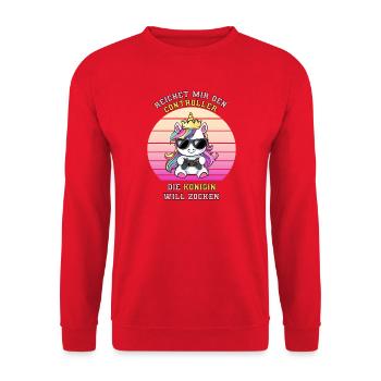Il me tend la manette que la reine veut jouer - Sweat-shirt Unisexe - rouge - Devant - Alina (178cm) & Michal (187cm)