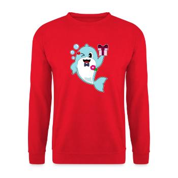 Delfin Bräutigam Fliege Hochzeit - Unisex Pullover - Rot - Vorne - Alina (178cm) & Michal (187cm)