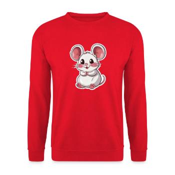 Maus - Unisex Pullover - Rot - Vorne - Alina (178cm) & Michal (187cm)
