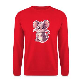 Maus - Unisex Pullover - Rot - Vorne - Alina (178cm) & Michal (187cm)