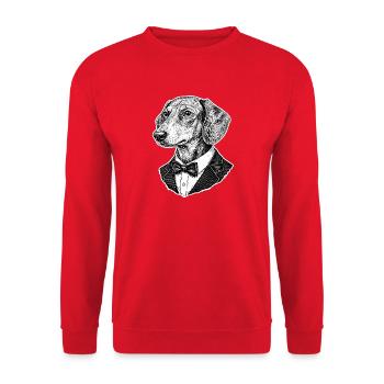 Chien élégant en smoking - Sweat-shirt Unisexe - rouge - Devant - Alina (178cm) & Michal (187cm)