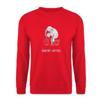 Burn Fat – Not Fuel Funny Bicycle Elephant - Unisex Sweatshirt - red - Front - Alina (178cm) & Michal (187cm)