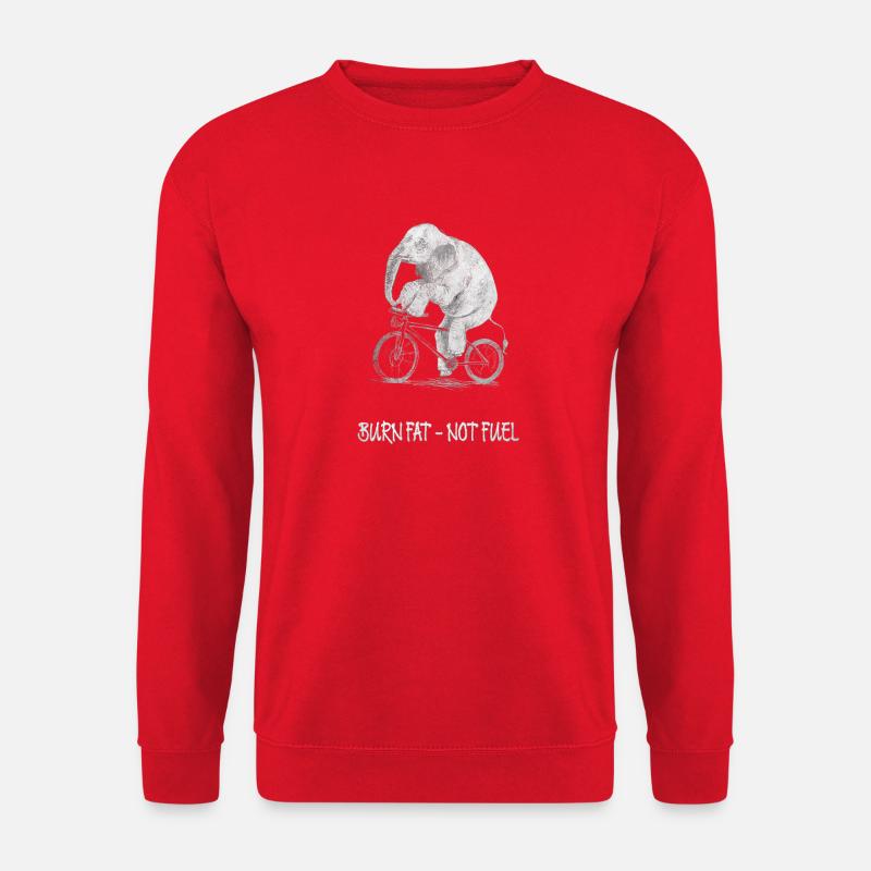 Burn Fat – Not Fuel   Lustiger Fahrrad Elefant - Unisex Pullover - Rot