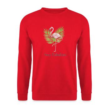 Flamingo Palmiers Flair Stay Fabulous - Sweat-shirt Unisexe - rouge - Devant - Alina (178cm) & Michal (187cm)