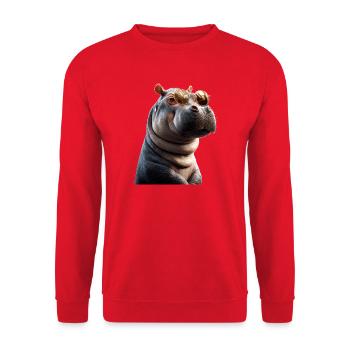 Nilpferd Flusspferd Mama Hippopotamus Cooles Hippo - Unisex Sweatshirt - red - Front - Alina (178cm) & Michal (187cm)